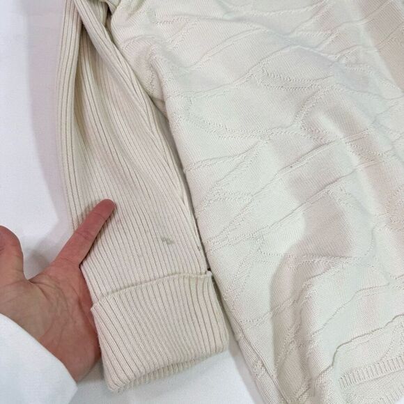 Vintage Gispa Cardigan Women Medium Cream Textured Merino Wool Blend Draped Open - Picture 9 of 9
